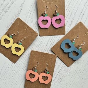 Colorful Apple-Shaped Earrings Set